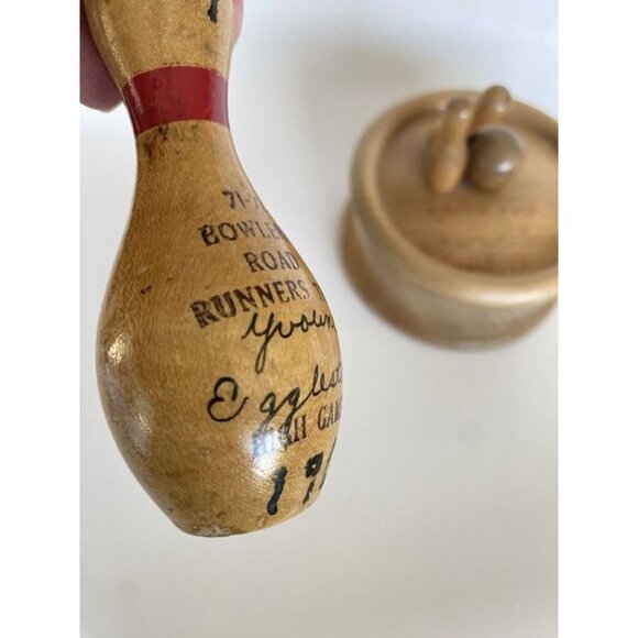 Myrtlewood Bowling Trophy Covered Bowl & Bowling Pin Recognition - Picture 7 of 12